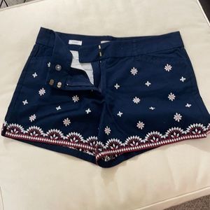 Loft Size 8 Navy Embroidered Shorts